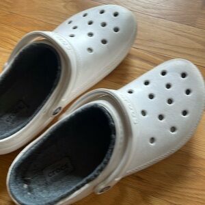 Fleece lined white CROCS
